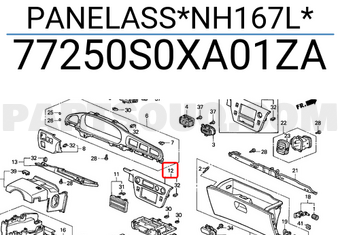 Honda 77250S0XA01ZA PANELASS*NH167L*