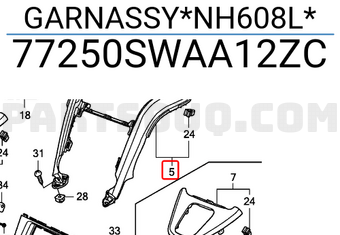 Honda 77250SWAA12ZC GARNASSY*NH608L*