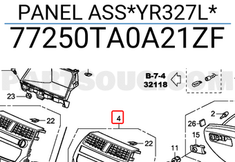 Honda 77250TA0A21ZF PANEL ASS*YR327L*