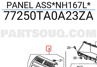 Honda 77250TA0A23ZA PANEL ASS*NH167L*