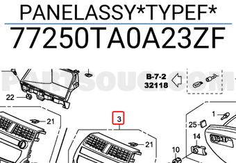 Honda 77250TA0A23ZF PANELASSY*TYPEF*
