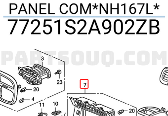Honda 77251S2A902ZB PANEL COM*NH167L*