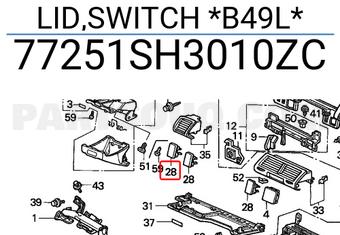 Honda 77251SH3010ZC LID,SWITCH *B49L*