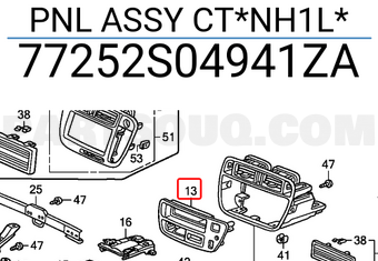 Honda 77252S04941ZA PNL ASSY CT*NH1L*