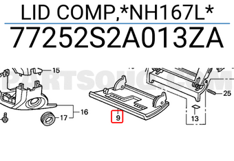 Honda 77252S2A013ZA LID COMP,*NH167L*