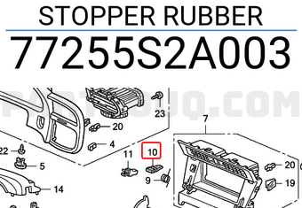 Honda 77255S2A003 STOPPER RUBBER