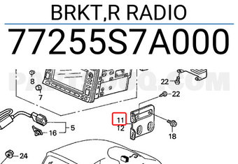 Honda 77255S7A000 BRKT,R RADIO