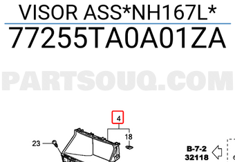 Honda 77255TA0A01ZA VISOR ASS*NH167L*