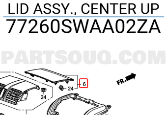 Honda 77260SWAA02ZA LID ASSY., CENTER UP