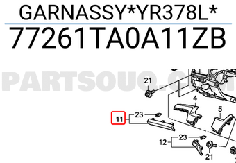 Honda 77261TA0A11ZB GARNASSY*YR378L*