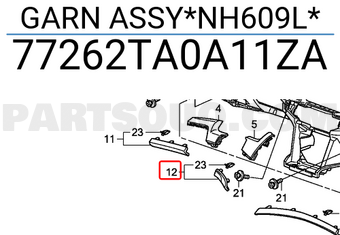 Honda 77262TA0A11ZA GARN ASSY*NH609L*