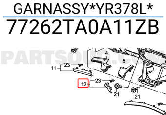 Honda 77262TA0A11ZB GARNASSY*YR378L*