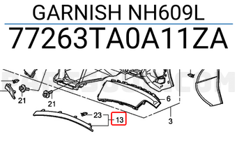 Honda 77263TA0A11ZA GARNISH NH609L