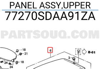 Honda 77270SDAA91ZA PANEL ASSY,UPPER