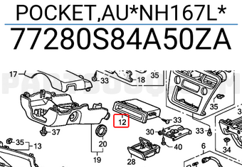 Honda 77280S84A50ZA POCKET,AU*NH167L*