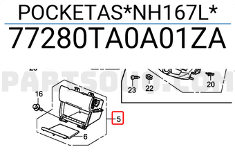 Honda 77280TA0A01ZA POCKETAS*NH167L*