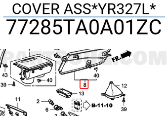 Honda 77285TA0A01ZC COVER ASS*YR327L*