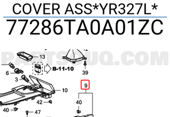 Honda 77286TA0A01ZC COVER ASS*YR327L*