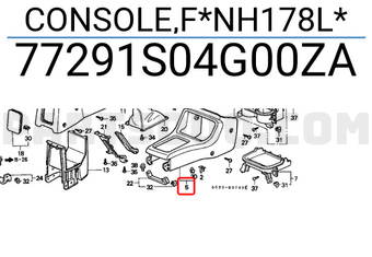 Honda 77291S04G00ZA CONSOLE,F*NH178L*