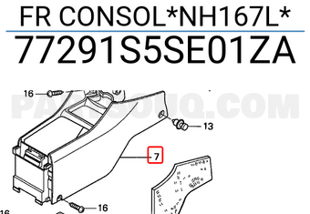 Honda 77291S5SE01ZA FR CONSOL*NH167L*
