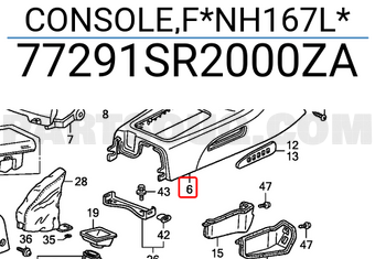 Honda 77291SR2000ZA CONSOLE,F*NH167L*