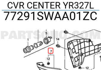 Honda 77291SWAA01ZC CVR CENTER YR327L