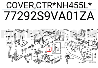 Honda 77292S9VA01ZA COVER,CTR*NH455L*