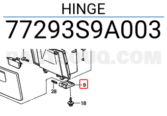 Honda 77293S9A003 HINGE