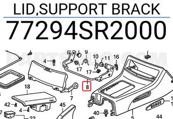 Honda 77294SR2000 LID,SUPPORT BRACK
