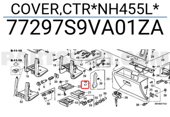 Honda 77297S9VA01ZA COVER,CTR*NH455L*