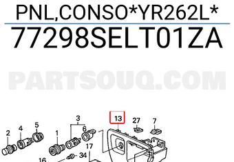 Honda 77298SELT01ZA PNL,CONSO*YR262L*