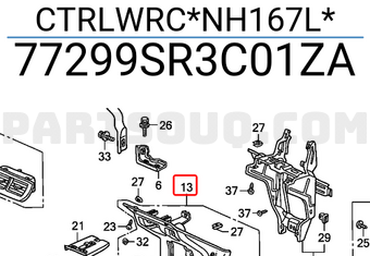 Honda 77299SR3C01ZA CTRLWRC*NH167L*
