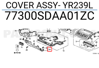 Honda 77300SDAA01ZC COVER ASSY- YR239L