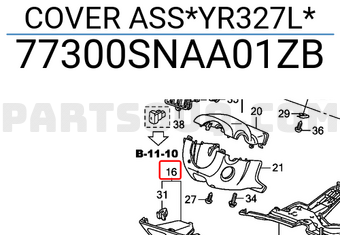 Honda 77300SNAA01ZB COVER ASS*YR327L*