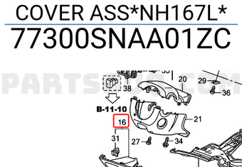 Honda 77300SNAA01ZC COVER ASS*NH167L*