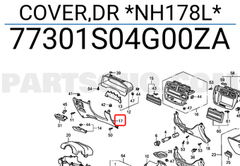 Honda 77301S04G00ZA COVER,DR *NH178L*