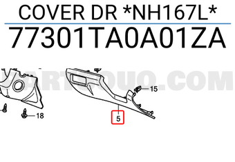 Honda 77301TA0A01ZA COVER DR *NH167L*