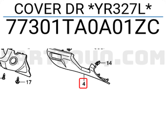 Honda 77301TA0A01ZC COVER DR *YR327L*