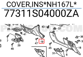 Honda 77311S04000ZA COVER,INS*NH167L*