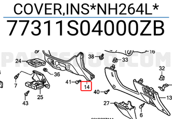 Honda 77311S04000ZB COVER,INS*NH264L*