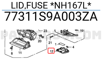 Honda 77311S9A003ZA LID,FUSE *NH167L*