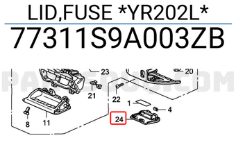 Honda 77311S9A003ZB LID,FUSE *YR202L*