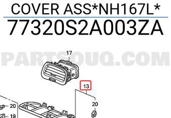 Honda 77320S2A003ZA COVER ASS*NH167L*