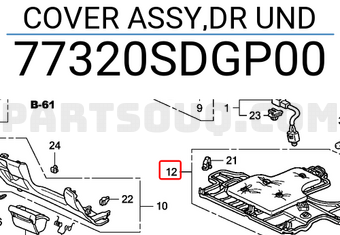Honda 77320SDGP00 COVER ASSY,DR UND