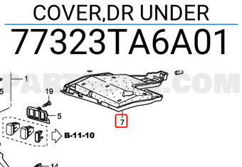 Honda 77323TA6A01 COVER,DR UNDER