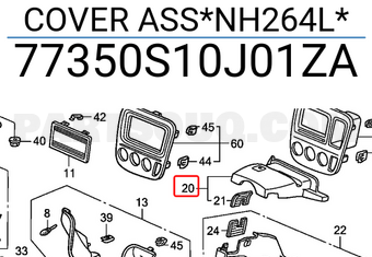Honda 77350S10J01ZA COVER ASS*NH264L*