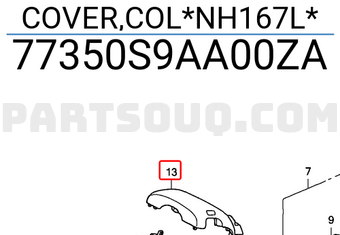 Honda 77350S9AA00ZA COVER,COL*NH167L*