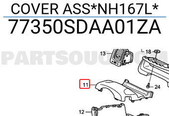 Honda 77350SDAA01ZA COVER ASS*NH167L*