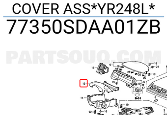 Honda 77350SDAA01ZB COVER ASS*YR248L*
