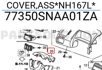 Honda 77350SNAA01ZA COVER,ASS*NH167L*